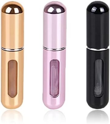 Travel Mini Perfume Refillable Atomizer Container, Portable Perfume Spray Bottle, 5ml Travel Perfume Scent Pump Case Fragrance Empty Spray Bottle for Traveling and Outgoing (3 Pack)