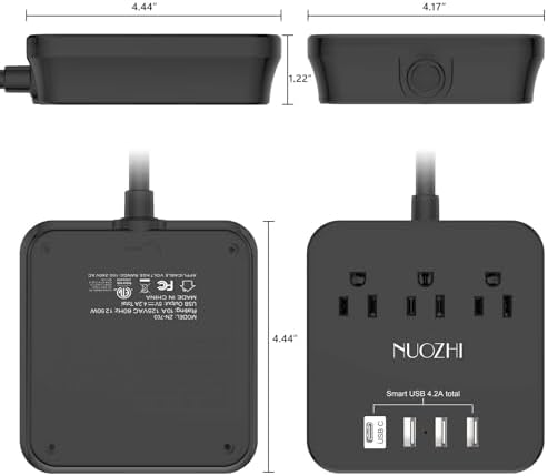 Cruise Essentials,6 Ft Power Strip with 3 Outlets and 4 USB Ports(1 USB C), Non Surge Protector for Cruise Ship, Travel, Home Office, ETL Listed, Black - Image 7