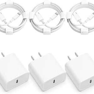 USB C Charger iPhone Charger Fast Charging 3Pack 20W Type C Wall Charger Block with 6FT Long USB C to Lightning Cable Compatible with for iPhone 14Pro/13 Pro/12/12 Pro Max/11/XS Max/XS/XR/X/8
