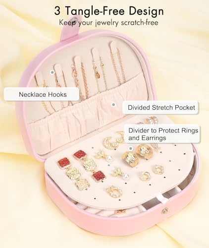 Graduation Gifts for Her, Travel Jewelry Case, Personalized College Gifts, Pink Initial Travel Jewelry Box Birthday Gifts Travel Essentials Travel Accessories-A - Image 2