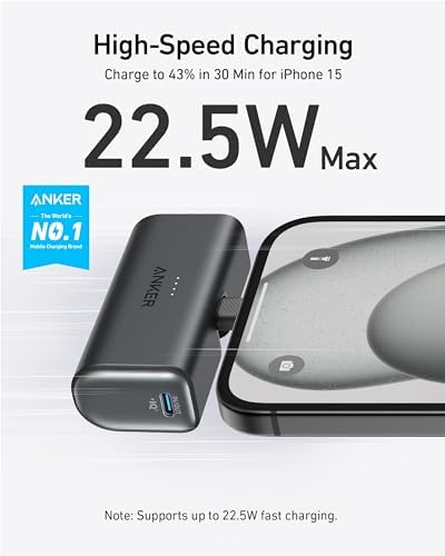 Anker Nano Power Bank with Built-in Foldable USB-C Connector, 5,000mAh Portable Charger 22.5W, for iPhone 15/15 Plus/15 Pro/15 Pro Max, Samsung S22/23 Series, Huawei, iPad Pro/Air, AirPods, and More - Image 2