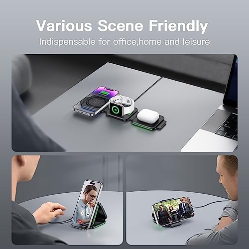 3 in 1 Charging Station for Apple,Magnetic Foldable Charger for Travel,Wireless Charger Pad for iPhone 15/14/13/12/Pro/Max/Mini,AirPods Wireless/Pro,iWatch Ultra/SE/9/8/7/6/5/4/3/2 - Image 8