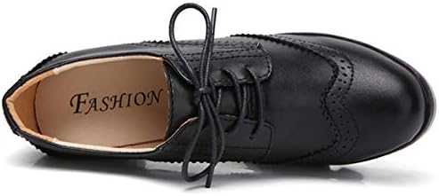 DADAWEN Women's Leather Classic Lace Up Platform Chunky Mid-Heel Square Toe Oxfords Dress Pump Shoes - Image 5