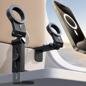 JOYROOM for Magsafe Airplane Phone Holder Travel Essentials,ใ๐๐๐น๐น ๐๐ป๐ด๐น๐ฒ ๐ฅ๐ผ๐๐ฎ๐๐ถ๐ผ๐ปใ Hands-Free Plane Phone Holder, Airplane Travel Accessories for iPhone 15 Pro Max & Magsafe Case