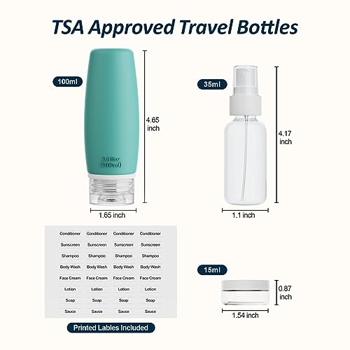 PACKISM TSA Approved Toiletry Bottles - 6 Pack Leak Proof 3.4oz Silicone Travel Bottles for Toiletries, BPA Free Leak Proof Refillable Travel Accessories (Not come with content inside the bottle) - Image 3