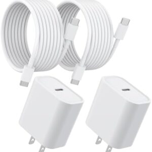 USB C Charger for iPhone 15 Charger, 2 Pack 20W PD USB C Fast Charger Plug with 6FT USB C to C Cable for iPhone 15/15 Plus/15 Pro/15 Pro Max, iPad Pro/Air/Mini Type C Series and more