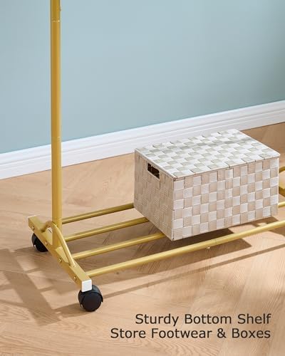 Garment Rack Heavy Duty,Removable Middle Double Rods with Wheels Rolling Adjustable Dismantle,Clothes Organizer Rack Hanging Clothing,Extra Space Gold Multi-functional Bedroom Chrome - Image 8