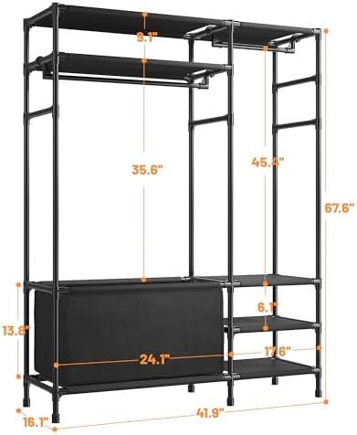 Raybee Clothing Rack, Portable Clothes Rack with Large Storage Bag Closet Rack for Storage Shoes, Clothes, Quilts, Bags, Clothing Racks for Bedroom, Cloakroom, Entryway 41.9" W x16.1 D x 67.6" H - Image 7