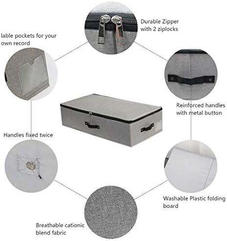 AMJ Under Bed Clothes Organizer Large Storage Bins with Durable Fabric, 4 Reinforced Handle, for Clothing, Shoes, Blankets, Sweaters, Toys, Dark Grey, 2 Pack - Image 3