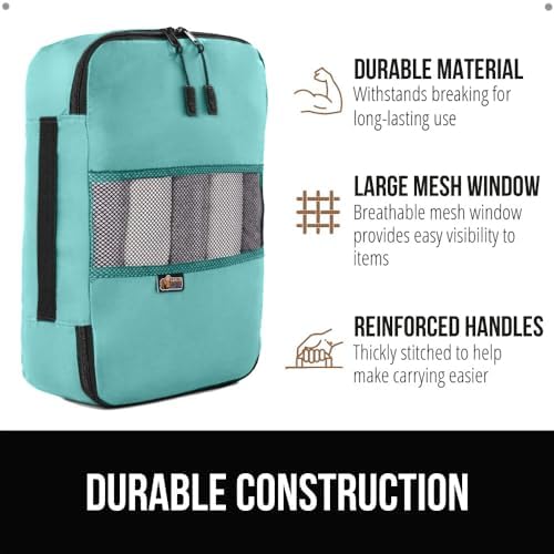 Gorilla Grip 6 Set Packing Cubes, Travel Essentials for Suitcases, Breathable Mesh Organizer Bags for Clothes Toiletries Shoes and Laundry, Luggage and Backpack Carry On Airplane Accessories Turquoise - Image 4