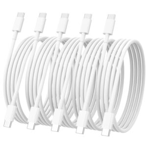 USB C to USB C Cable 5Pack 6/6/6/6/6 FT USB C Charger Cable Type C Fast Charging Cord (60W/3A) for iPhone 15/15Pro/15Plus/15ProMax/iPad Pro/Air/Samsung Galaxy S23/Pixel/Switch and More