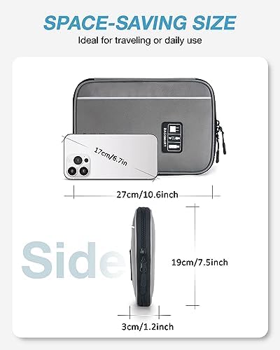 BAGSMART Electronics Organizer Travel Case, Small Travel Cable Organizer Bag for Travel Essentials, Travel Tech Organizer as Travel Accessories, Cord Organizer for Phone, Power Bank, SD Card, Grey - Image 5