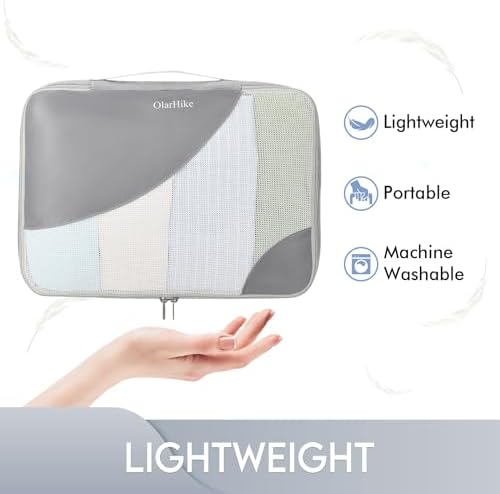 6 Set Packing Cubes for Travel, OlarHike 4 Various Sizes(Large,Medium,Small,Slim) Luggage Organizer Bags for Travel Accessories Travel Essentials, Travel Cubes for Carry on Suitcases (Grey) - Image 2