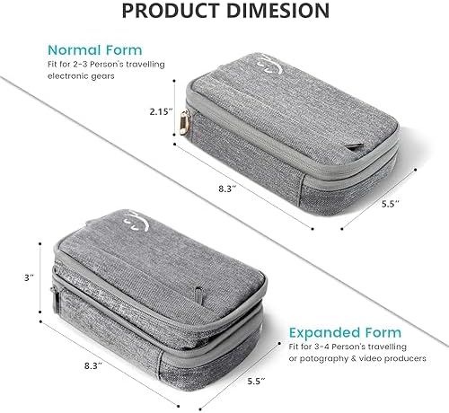 Travelkin Travel Electronic Cord Organizer Travel Case, Travel Cable Organizer Bag For Charger, Phone, Sd Card, Sim Card, Earphone, Usb Drives(Grey) - Image 6