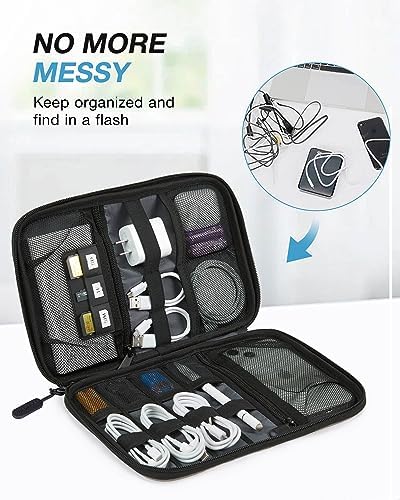 BAGSMART Electronics Organizer Travel Case, Small Travel Cable Organizer Bag for Travel Essentials, Travel Tech Organizer as Travel Accessories, Cord Organizer for Phone, Power Bank, SD Card, Grey - Image 2