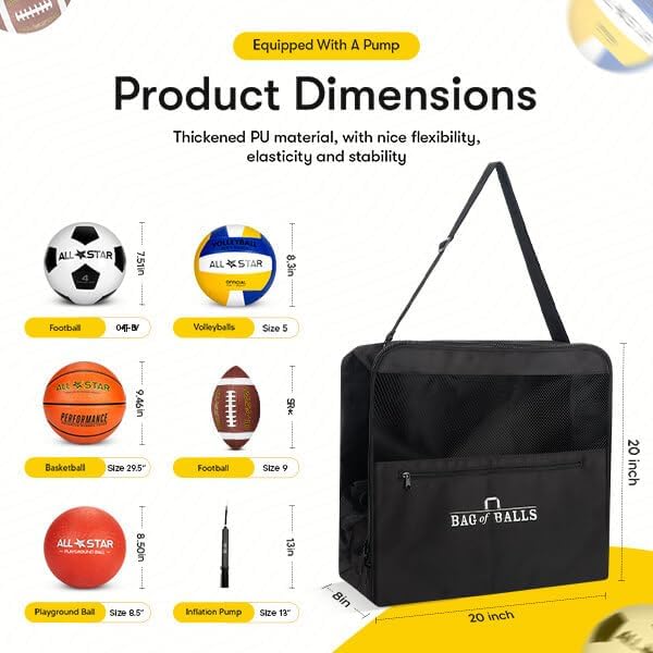 Easy Play Sports and Outdoors - Complete Sports Balls w/Bag, Pump for Boys - Kickball, Volleyball, Soccer Ball, Football, Basketball - Outdoor Play - Image 4