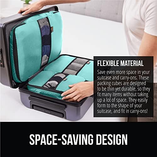 Gorilla Grip 6 Set Packing Cubes, Travel Essentials for Suitcases, Breathable Mesh Organizer Bags for Clothes Toiletries Shoes and Laundry, Luggage and Backpack Carry On Airplane Accessories Turquoise - Image 3