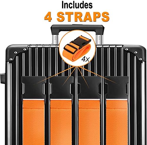 Luggage Straps for Suitcases TSA Approved Travel Belt 4 Pack by Chelmon (01 Orange) - Image 3