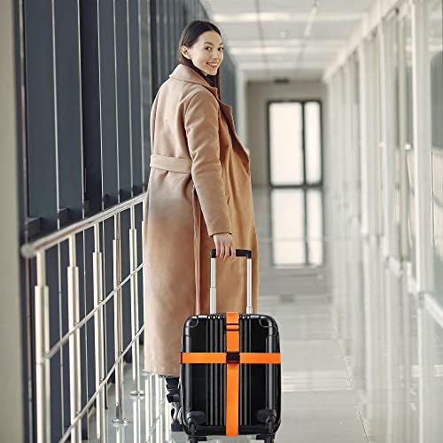 Luggage Straps for Suitcases TSA Approved Travel Belt 4 Pack by Chelmon (01 Orange) - Image 7