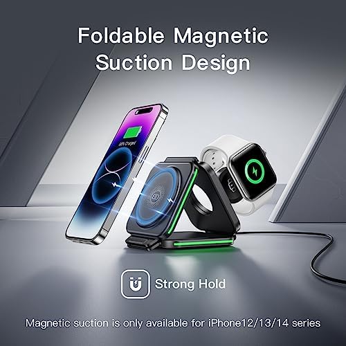 3 in 1 Charging Station for Apple,Magnetic Foldable Charger for Travel,Wireless Charger Pad for iPhone 15/14/13/12/Pro/Max/Mini,AirPods Wireless/Pro,iWatch Ultra/SE/9/8/7/6/5/4/3/2 - Image 6