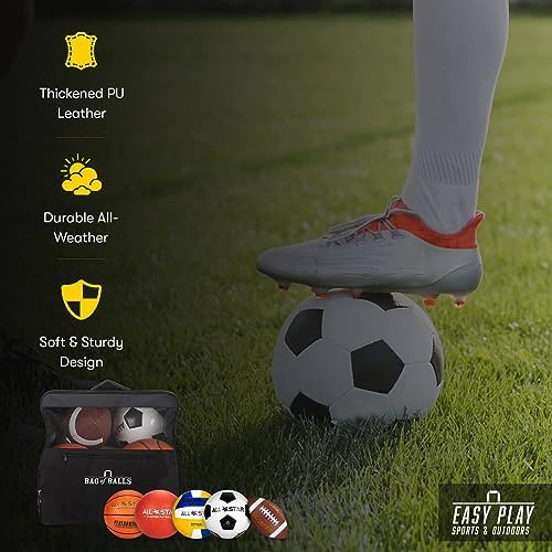 Easy Play Sports and Outdoors - Complete Sports Balls w/Bag, Pump for Boys - Kickball, Volleyball, Soccer Ball, Football, Basketball - Outdoor Play - Image 5