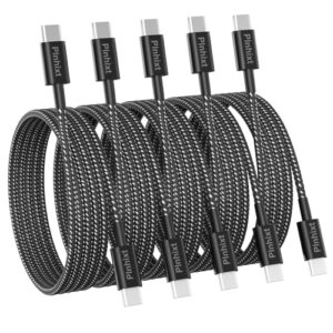USB C to USB C Cable, (5Pack 6FT), New Nylon USB C Charger Cable 60W(3A) for iPhone 15/15 Pro/15 Plus/15 Pro Max, iPad Mini 6/ Pro 2021, MacBook Pro 2020, Samsung Galaxy S23,Switch