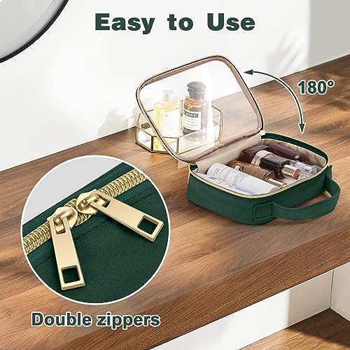 Wedama TSA Approved Toiletry Bag, 2 Pack Clear Makeup Bags with Handles, Quart Size Clear Toiletry Bags, PVC Cosmetic Bags for Women and Men, Carry on Airport Airline Compliant Bag, Dark Green - Image 4