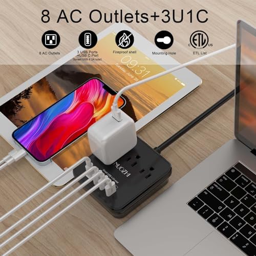 Cruise Essentials,6 Ft Power Strip with 3 Outlets and 4 USB Ports(1 USB C), Non Surge Protector for Cruise Ship, Travel, Home Office, ETL Listed, Black - Image 2