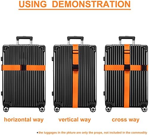 Luggage Straps for Suitcases TSA Approved Travel Belt 4 Pack by Chelmon (01 Orange) - Image 5