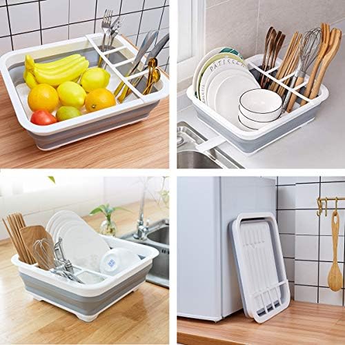 Collapsible Dish Drying Rack Portable Dinnerware Drainer Organizer for Kitchen RV Campers Travel Trailer Space Saving Kitchen Storage Tray - Image 2