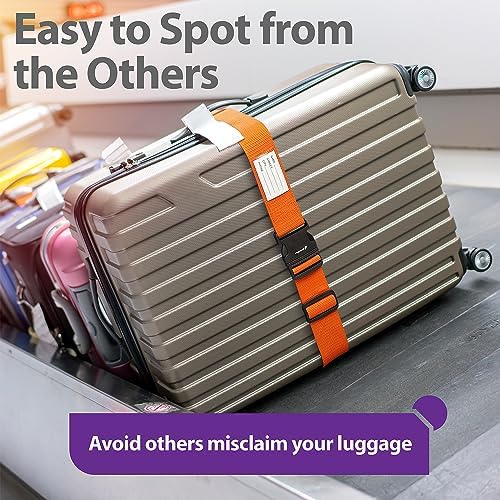 Fosmon Luggage Straps for Suitcases (2 Pack), Travel Belts with Adjustable Strap, Buckle and Identifiers, Luggage Connector Luggage Wrap, Essential Luggage Accessories for Travel Cruise (Orange) - Image 6