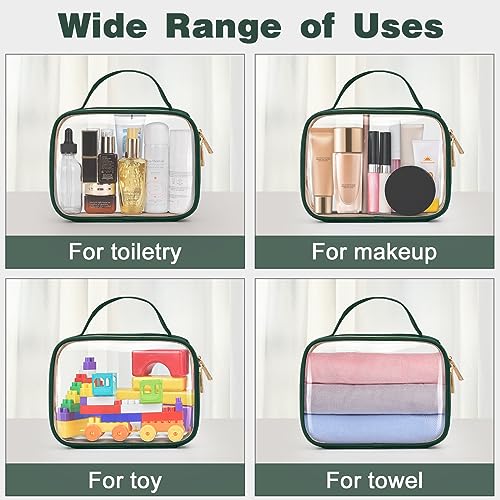 Wedama TSA Approved Toiletry Bag, 2 Pack Clear Makeup Bags with Handles, Quart Size Clear Toiletry Bags, PVC Cosmetic Bags for Women and Men, Carry on Airport Airline Compliant Bag, Dark Green - Image 6