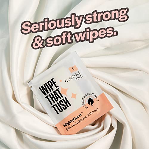 Wipe That Tush On-The-Go Flushable Wet Wipes - 1 Pack, 30 Wipes - Individually Wrapped Extra-Large Wipes with Aloe - Hypoallergenic & Unscented - Septic and Sewer Safe - Image 3
